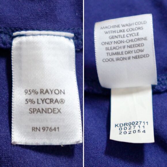 Donna Karan Size L* Faux Wrap Sheath Dress Surplice V Neck Navy Blue - Picture 10 of 11